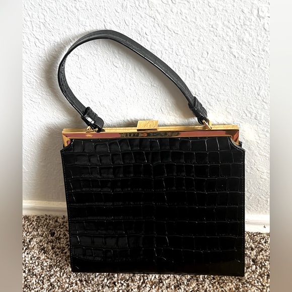 Mansur Gavriel Elegant Bag Croc Black NWOT - Picture 2 of 6